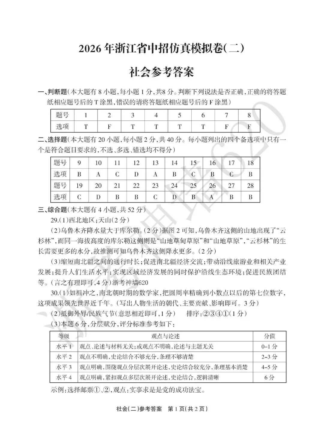 26模拟考|2026年浙江省中招仿真模拟卷(二)(全科) 第56张 26模拟考|2026年浙江省中招仿真模拟卷(二)(全科) 第56张