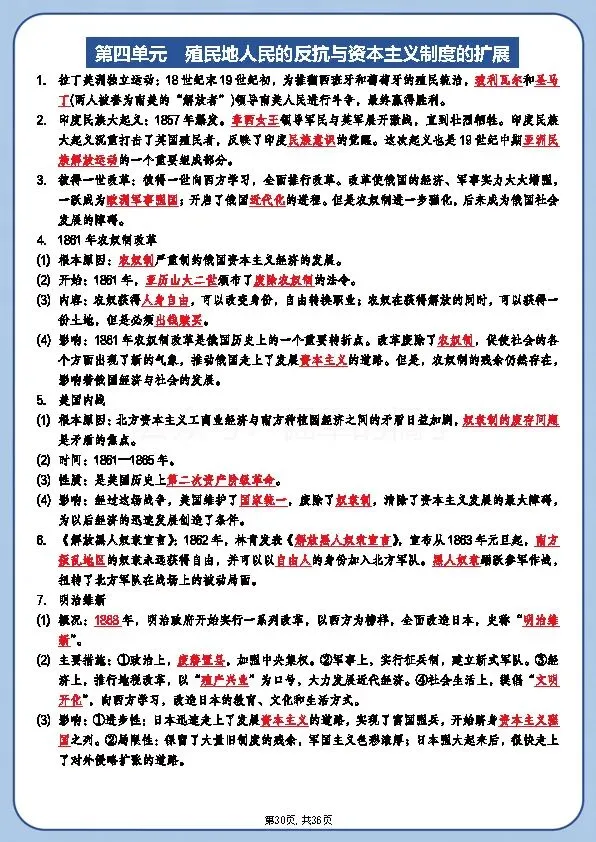 新中考历史《总复习必背知识点梳理》 第30张 新中考历史《总复习必背知识点梳理》 第30张