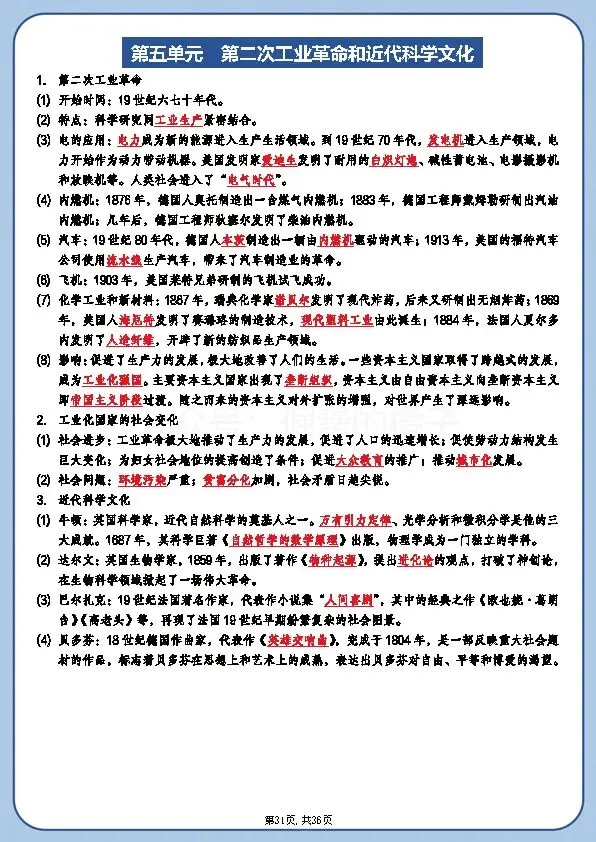 新中考历史《总复习必背知识点梳理》 第31张 新中考历史《总复习必背知识点梳理》 第31张