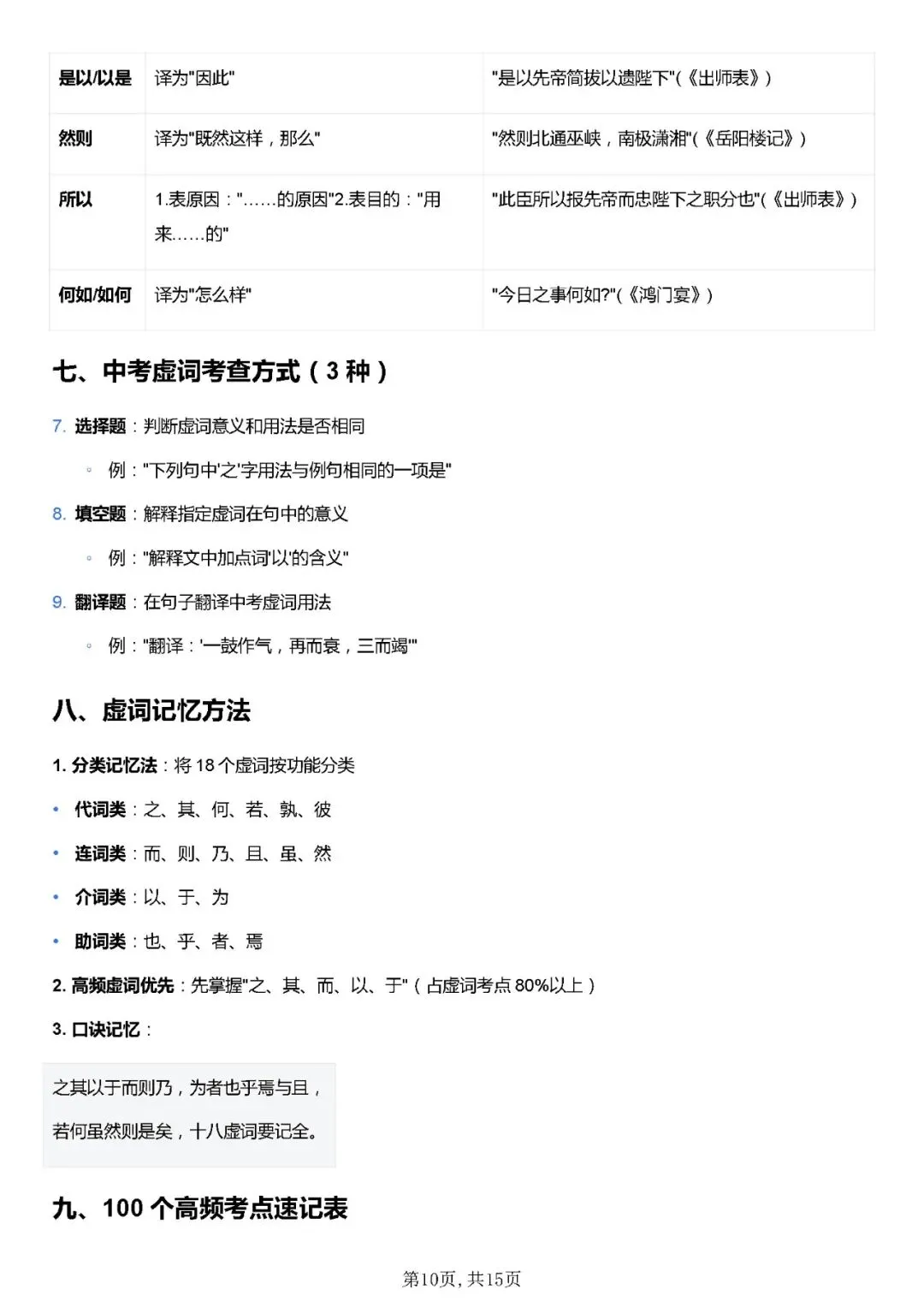 2026年中考语文高频文言虚词100个考点归纳+重点文言实词152个 第10张 2026年中考语文高频文言虚词100个考点归纳+重点文言实词152个 第10张