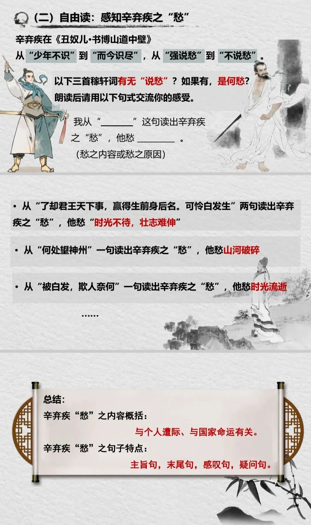 中考复习专题|且论辛弃疾之愁——辛弃疾四首词整合复习 第3张 中考复习专题|且论辛弃疾之愁——辛弃疾四首词整合复习 第3张