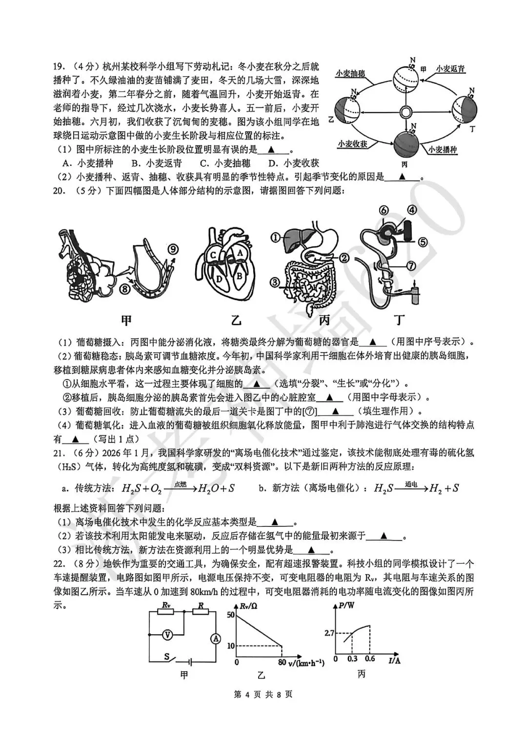 26模拟考|2026年杭州拱墅区、滨江区一模(语文、科学) 第32张