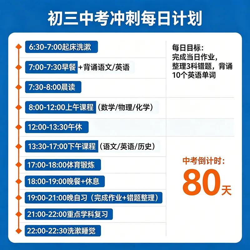 初三,中考冲刺每日计划-第1张图片-四季读书网