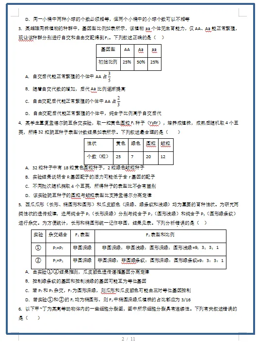 2026春人教版生物:高一生物下学期期中考试模拟试卷(共2套),提前打印出来做一做,拿高分! 第4张 2026春人教版生物:高一生物下学期期中考试模拟试卷(共2套),提前打印出来做一做,拿高分! 第4张