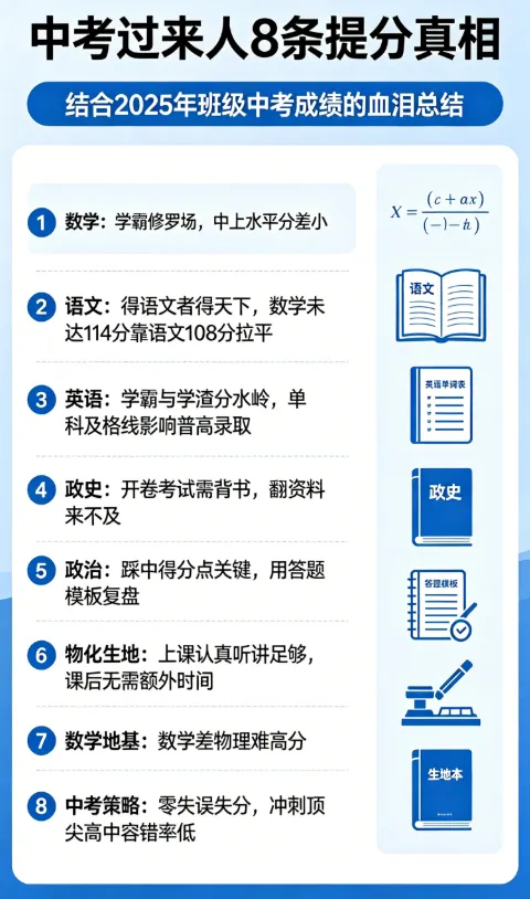 2025 中考过来人血泪总结|各科提分真相,少走三年弯路 第1张 2025 中考过来人血泪总结|各科提分真相,少走三年弯路 第1张
