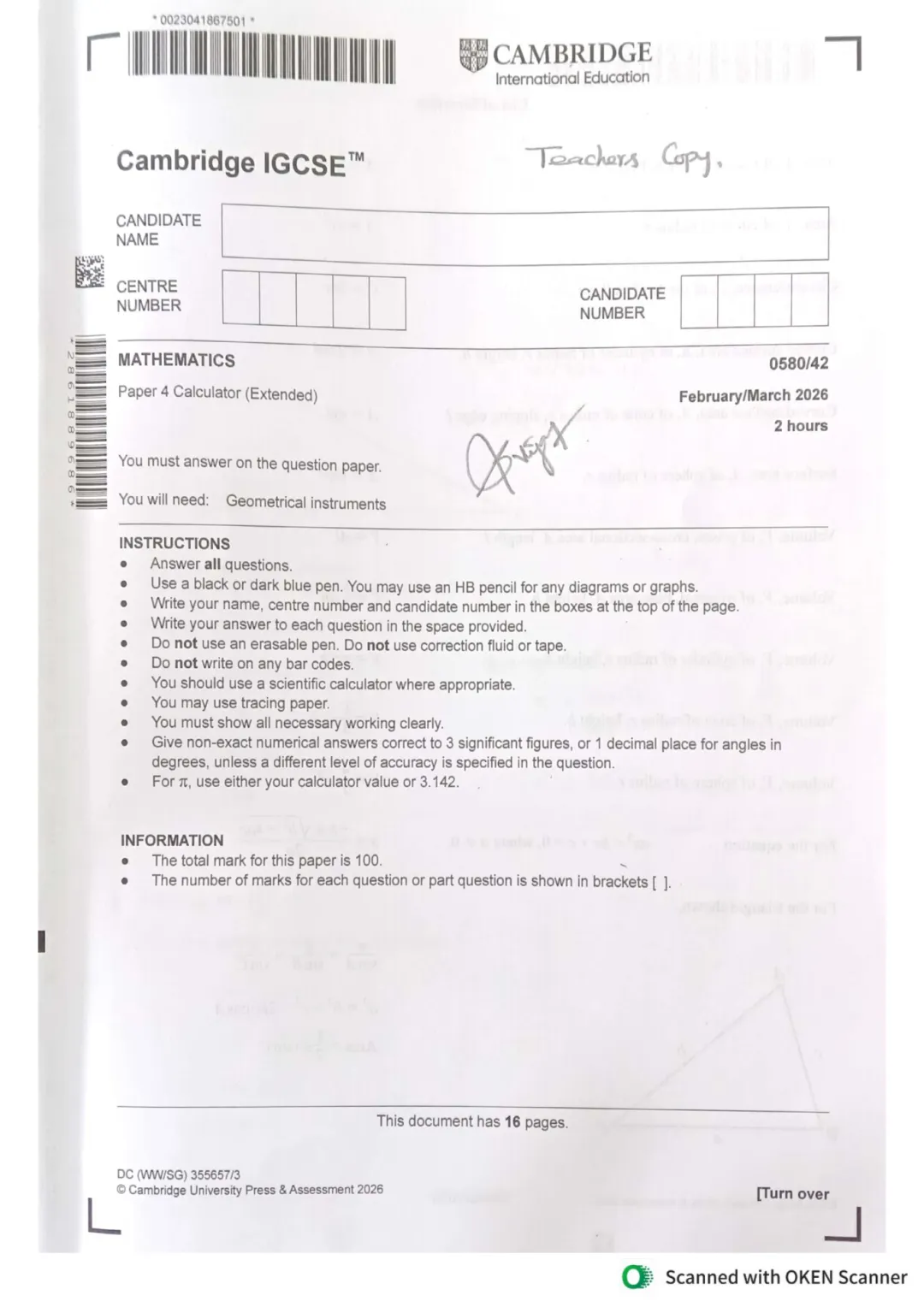 2026IGCSE0580真题试卷分享(印度卷含数学P2/P4) 第4张 2026IGCSE0580真题试卷分享(印度卷含数学P2/P4) 第4张