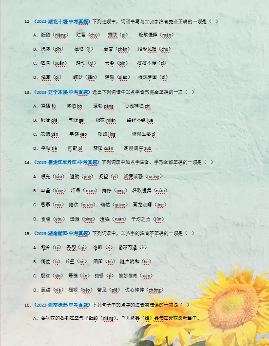 2026年中考语文高频必刷(真题精选汇编)100题,打印出来练熟了,考试高分不再话下! 第7张 2026年中考语文高频必刷(真题精选汇编)100题,打印出来练熟了,考试高分不再话下! 第7张
