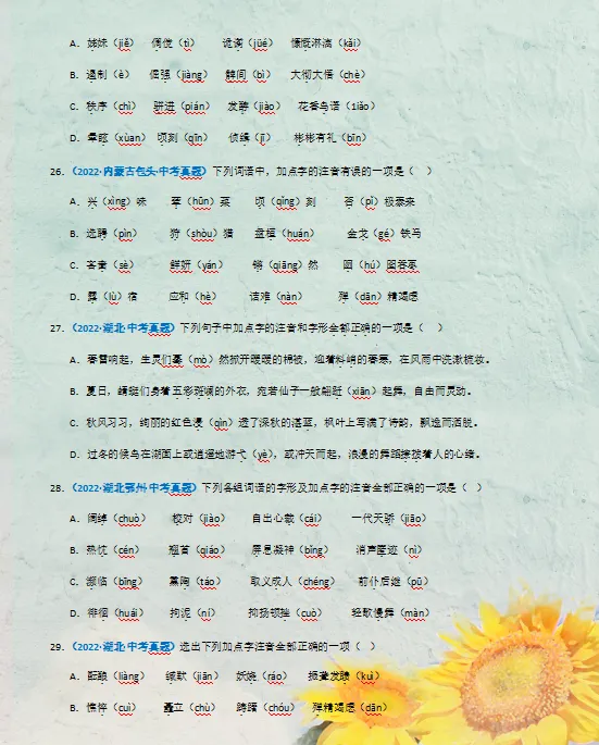 2026年中考语文高频必刷(真题精选汇编)100题,打印出来练熟了,考试高分不再话下! 第10张 2026年中考语文高频必刷(真题精选汇编)100题,打印出来练熟了,考试高分不再话下! 第10张