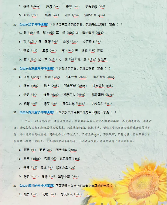 2026年中考语文高频必刷(真题精选汇编)100题,打印出来练熟了,考试高分不再话下! 第11张 2026年中考语文高频必刷(真题精选汇编)100题,打印出来练熟了,考试高分不再话下! 第11张