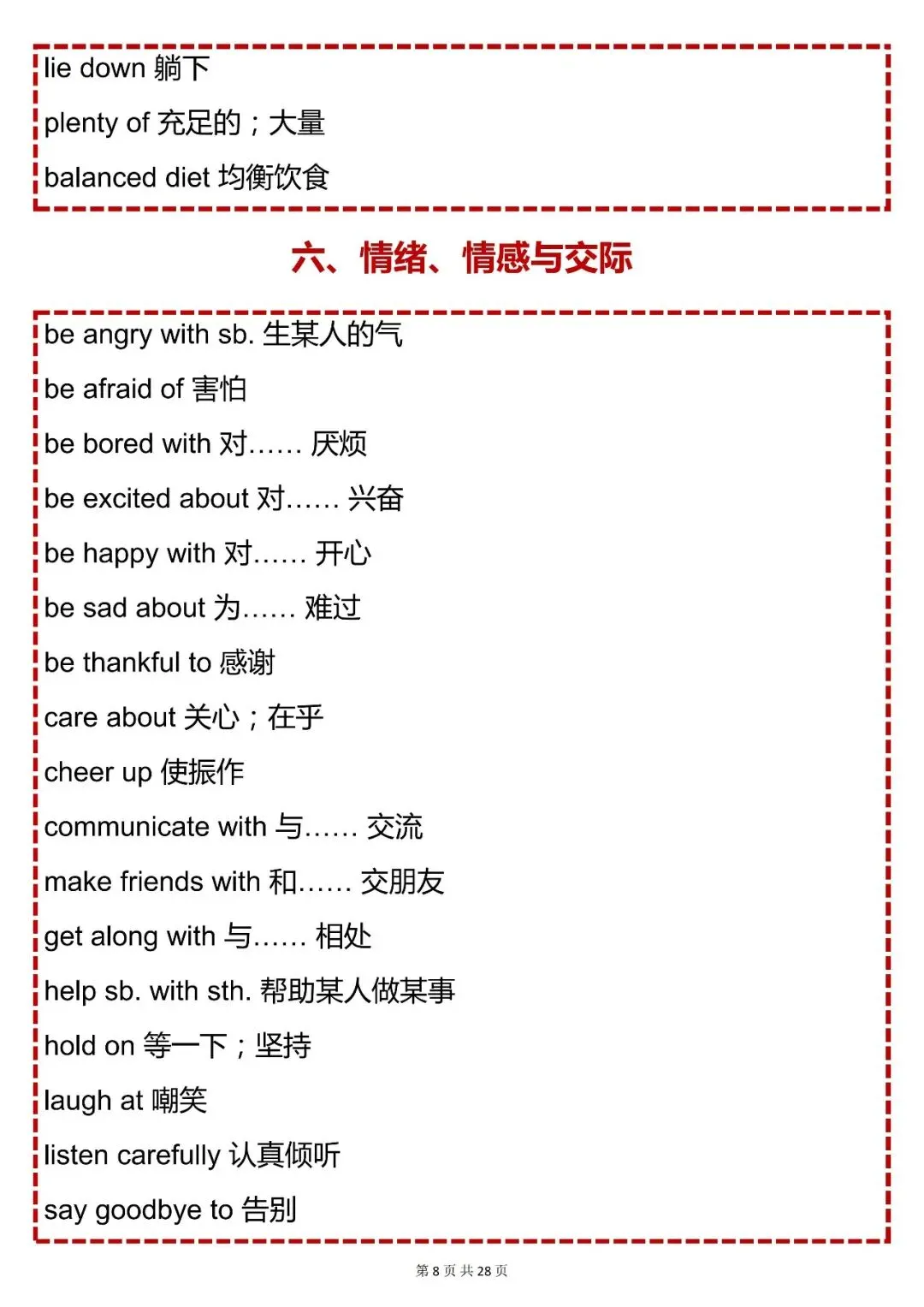 中考英语必背【中考英语必背 600 个短语】,可打印 快收藏 第8张 中考英语必背【中考英语必背 600 个短语】,可打印 快收藏 第8张