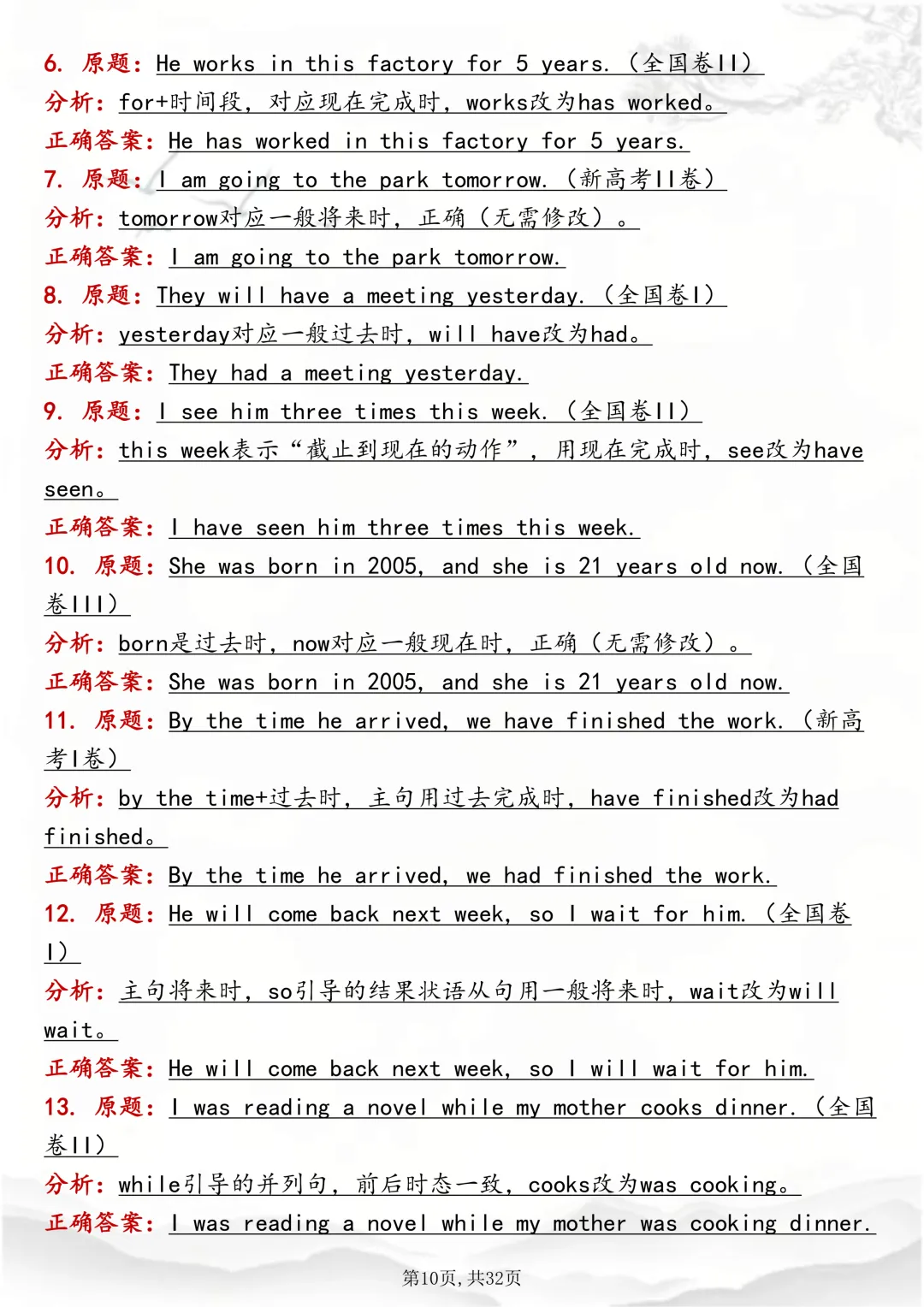 高考必背:【高考英语改错技巧与真题全解】,可打印 快收藏 第10张 高考必背:【高考英语改错技巧与真题全解】,可打印 快收藏 第10张