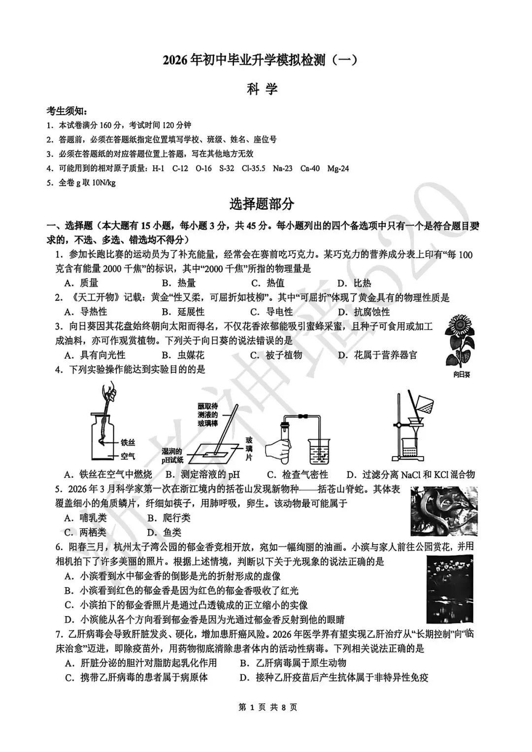 26模拟考|2026年杭州拱墅区、上城区、滨江区一模(部分试题合集) 第97张