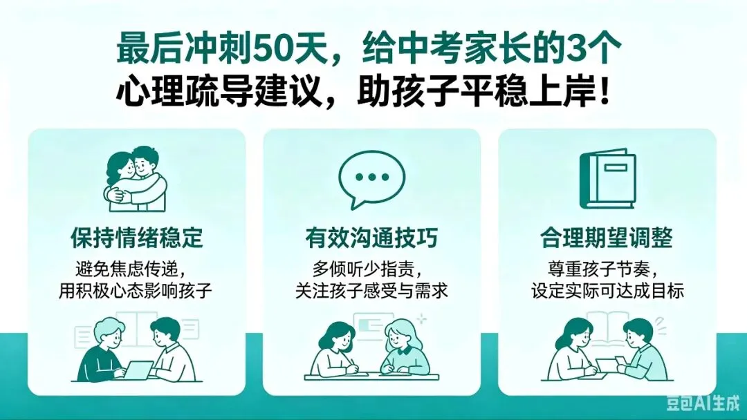 最后冲刺50天,给中考家长的3个心理疏导建议,助孩子平稳上岸! 第1张 最后冲刺50天,给中考家长的3个心理疏导建议,助孩子平稳上岸! 第1张