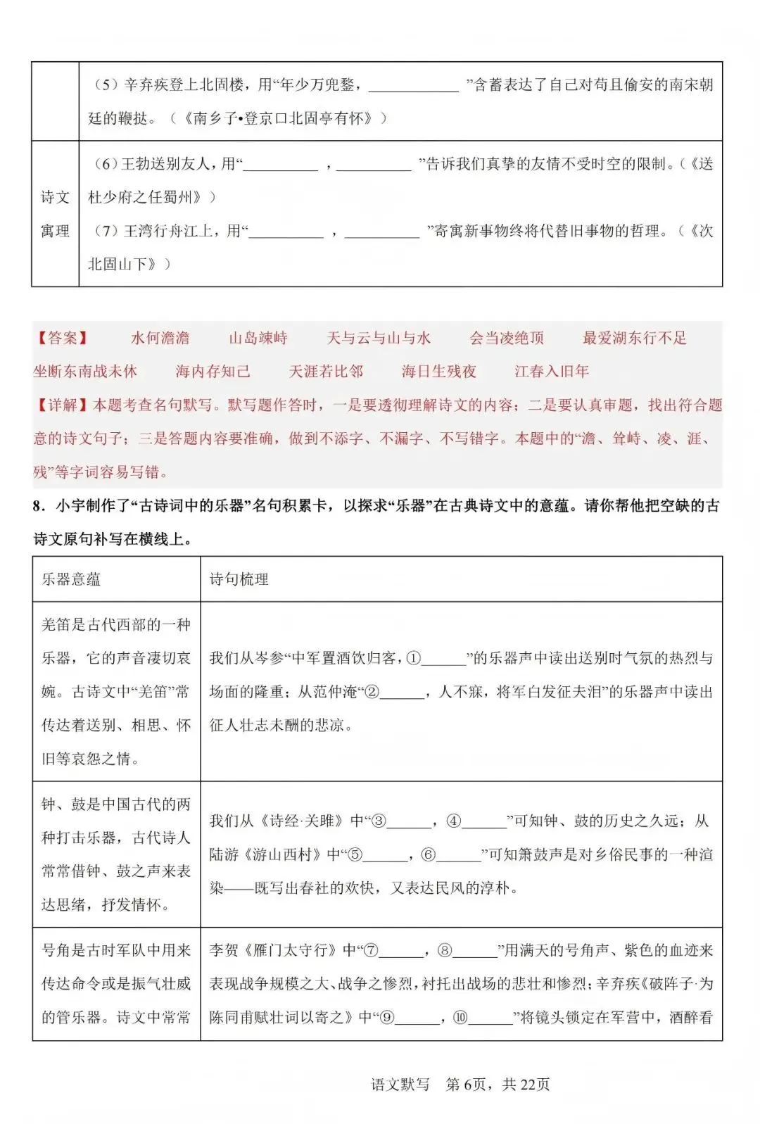 中考语文(名篇名句)默写 第6张 中考语文(名篇名句)默写 第6张