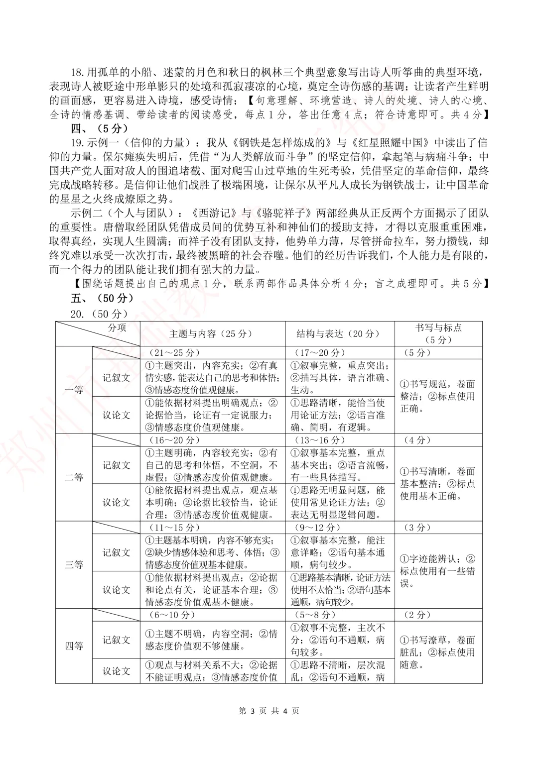 【前沿试题】2026年郑州市中考一模语文试卷(含参考答案)-第12张图片-四季读书网