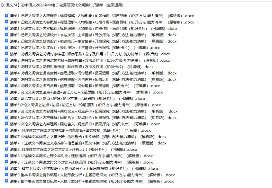 初中语文——2026年中考二轮复习现代文阅读知识清单(全国通用) 第2张 初中语文——2026年中考二轮复习现代文阅读知识清单(全国通用) 第2张