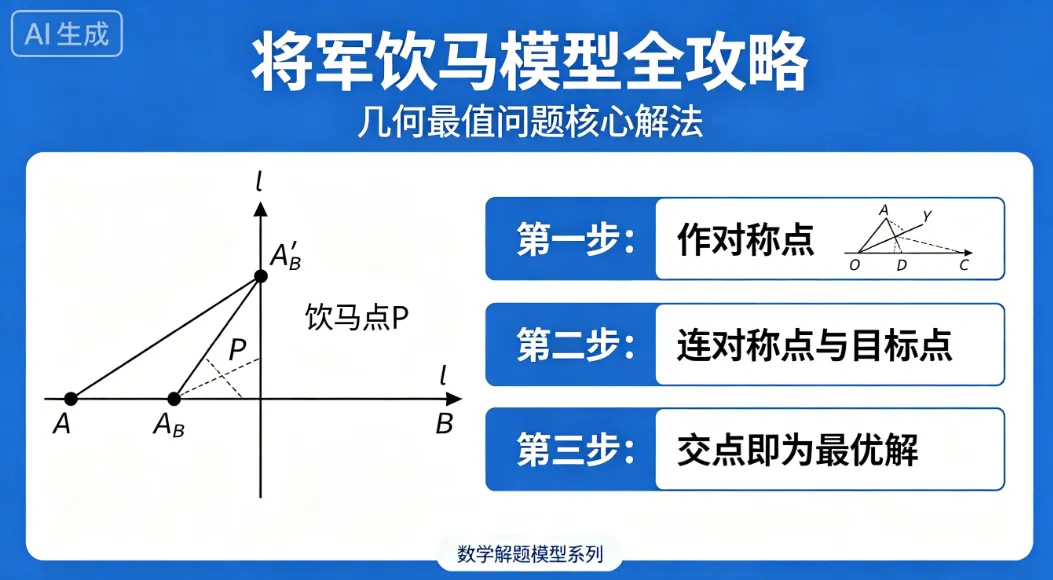 中考数学几何最值|将军饮马模型全攻略:4 大题型 + 11 道真题,吃透直接秒题 第1张 中考数学几何最值|将军饮马模型全攻略:4 大题型 + 11 道真题,吃透直接秒题 第1张