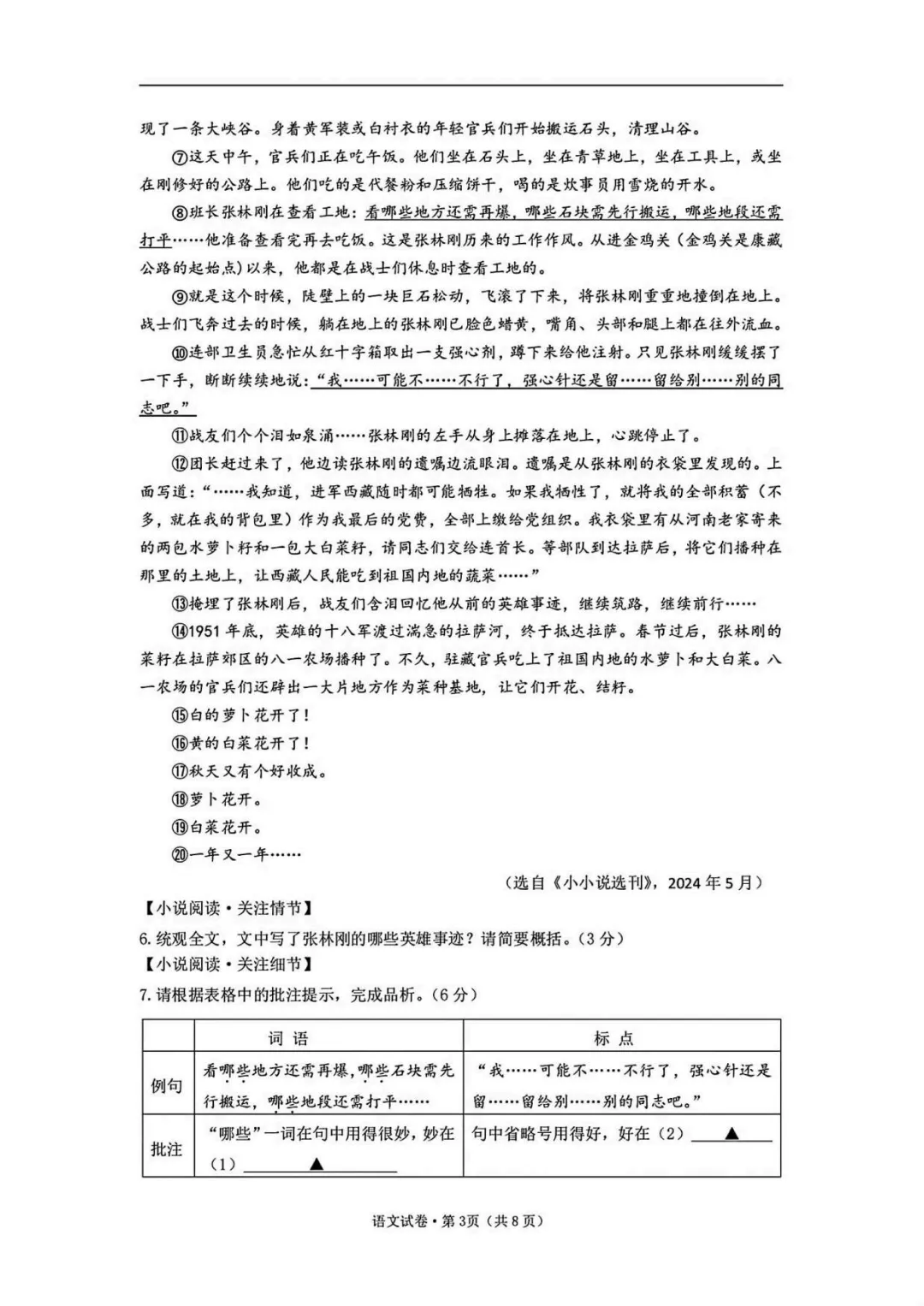 2026中考语文模拟试卷及参考答案(15)【可打印】 第7张 2026中考语文模拟试卷及参考答案(15)【可打印】 第7张