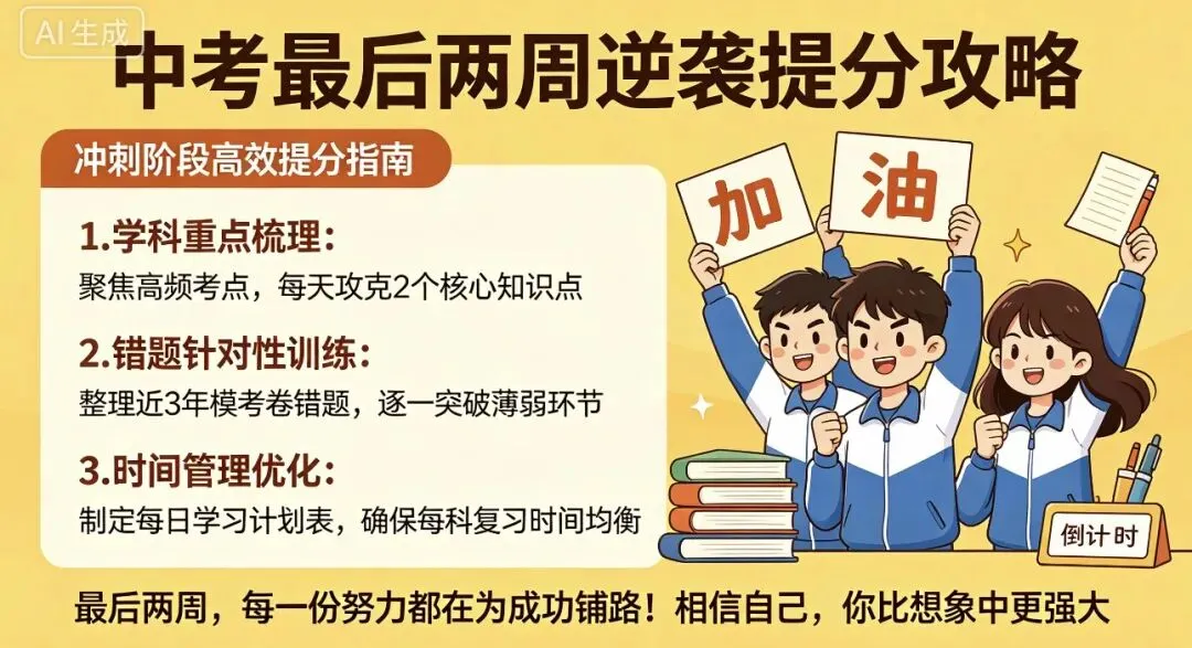最后14天,稳住就多考几十分〖14天中考终极逆袭,语数英物化政史全拆解〗 第3张 最后14天,稳住就多考几十分〖14天中考终极逆袭,语数英物化政史全拆解〗 第3张