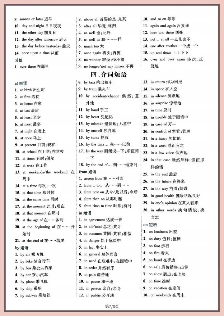 【中考英语】2026年中考英语《核心短语与搭配速记》背诵篇,完整电子版可打印! 第15张 【中考英语】2026年中考英语《核心短语与搭配速记》背诵篇,完整电子版可打印! 第15张