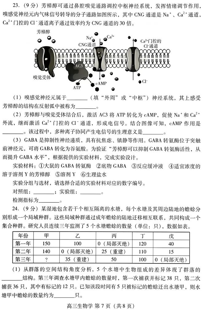 山东省潍坊巿2026年4月高考模拟考试生物试卷 第8张