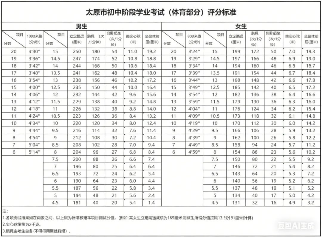 太原中考体测新规发布!时间方案全整理 第7张