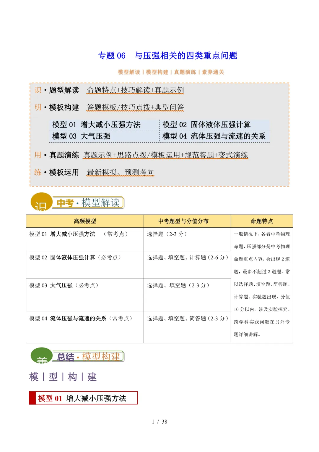中考物理与压强相关的四类重点问题(解析版+空白版) 第2张 中考物理与压强相关的四类重点问题(解析版+空白版) 第2张