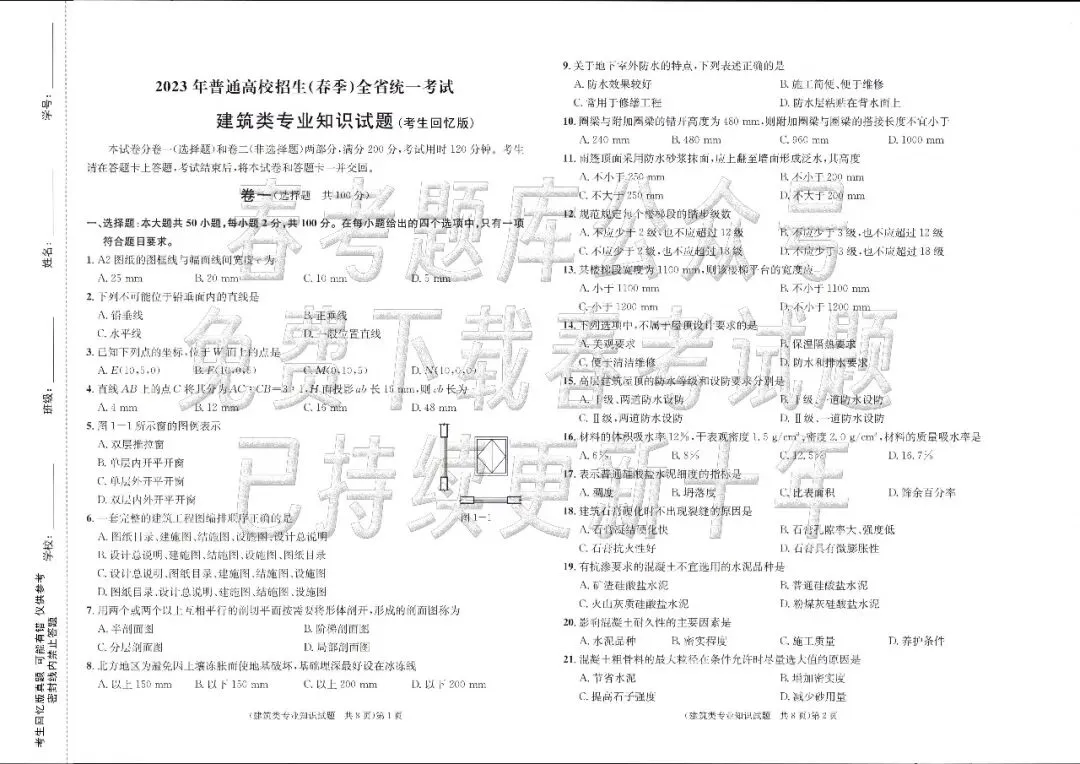 回忆版真题 | 建筑(2023~2025年) 第4张