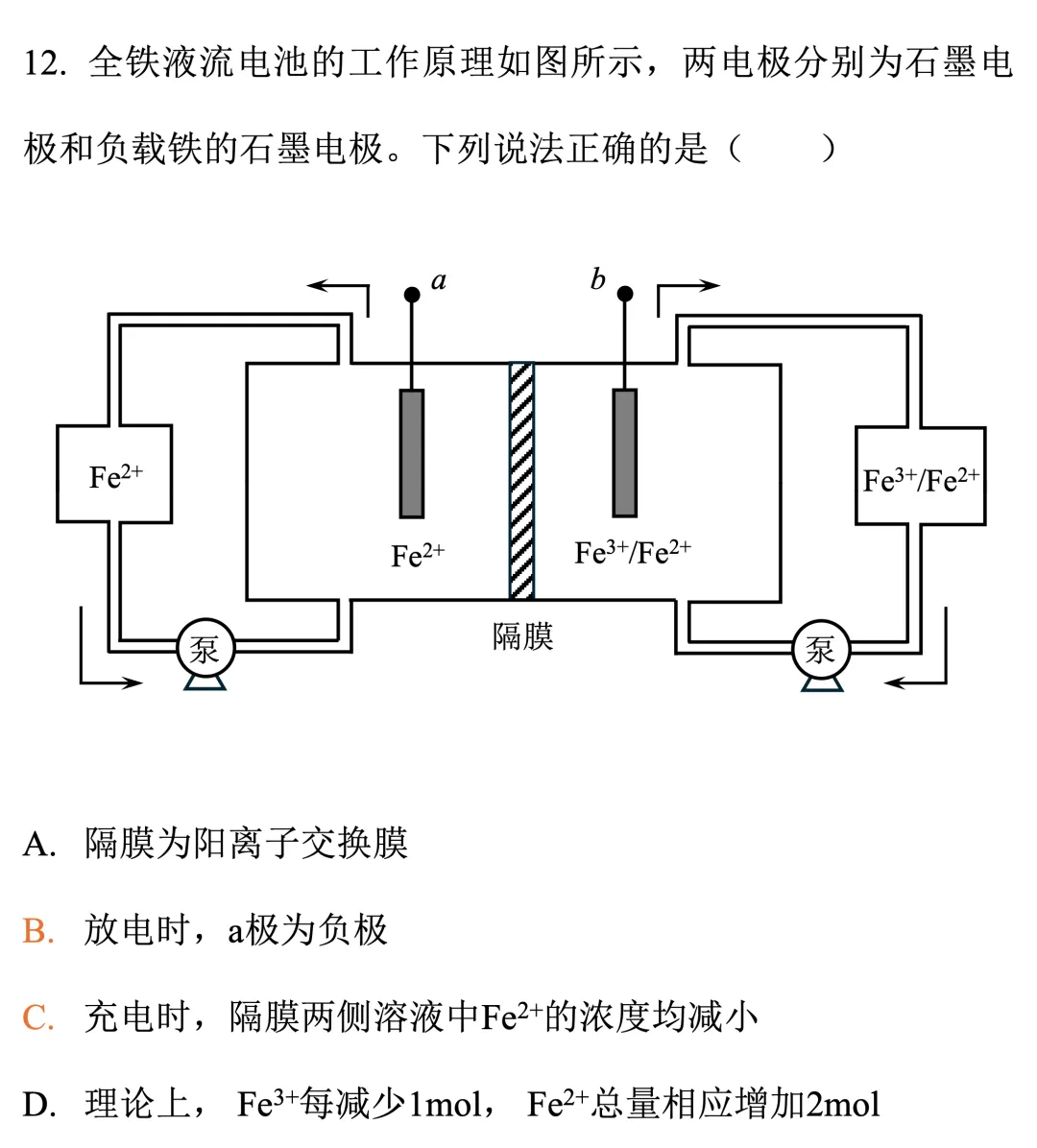 电化学真题梳理 | 液流电池:氧化还原能力→充电、放电的判断 第3张
