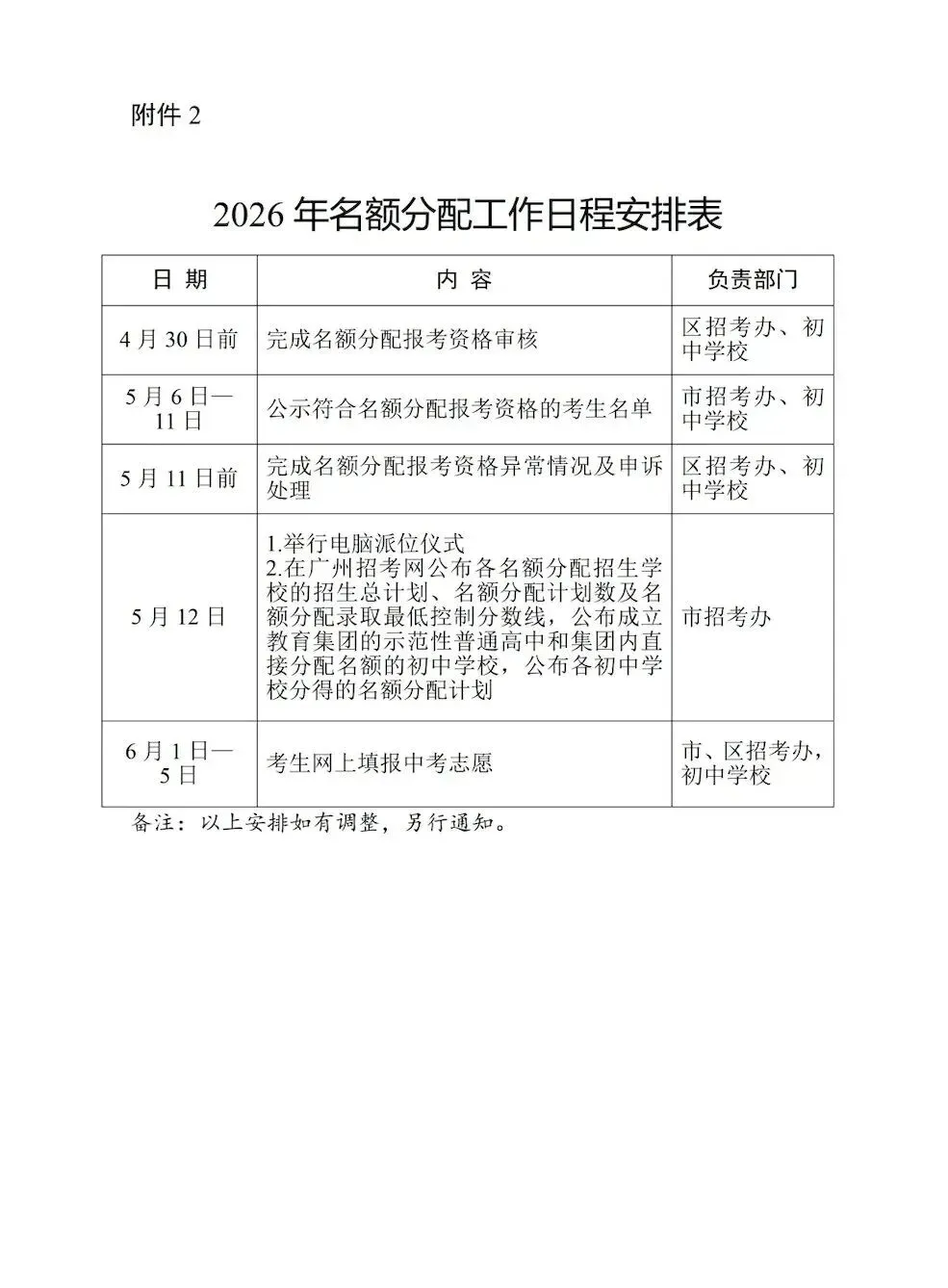 快看!2026广州中考名额分配方案发布,5.12派位、6.1-5填志愿 第5张