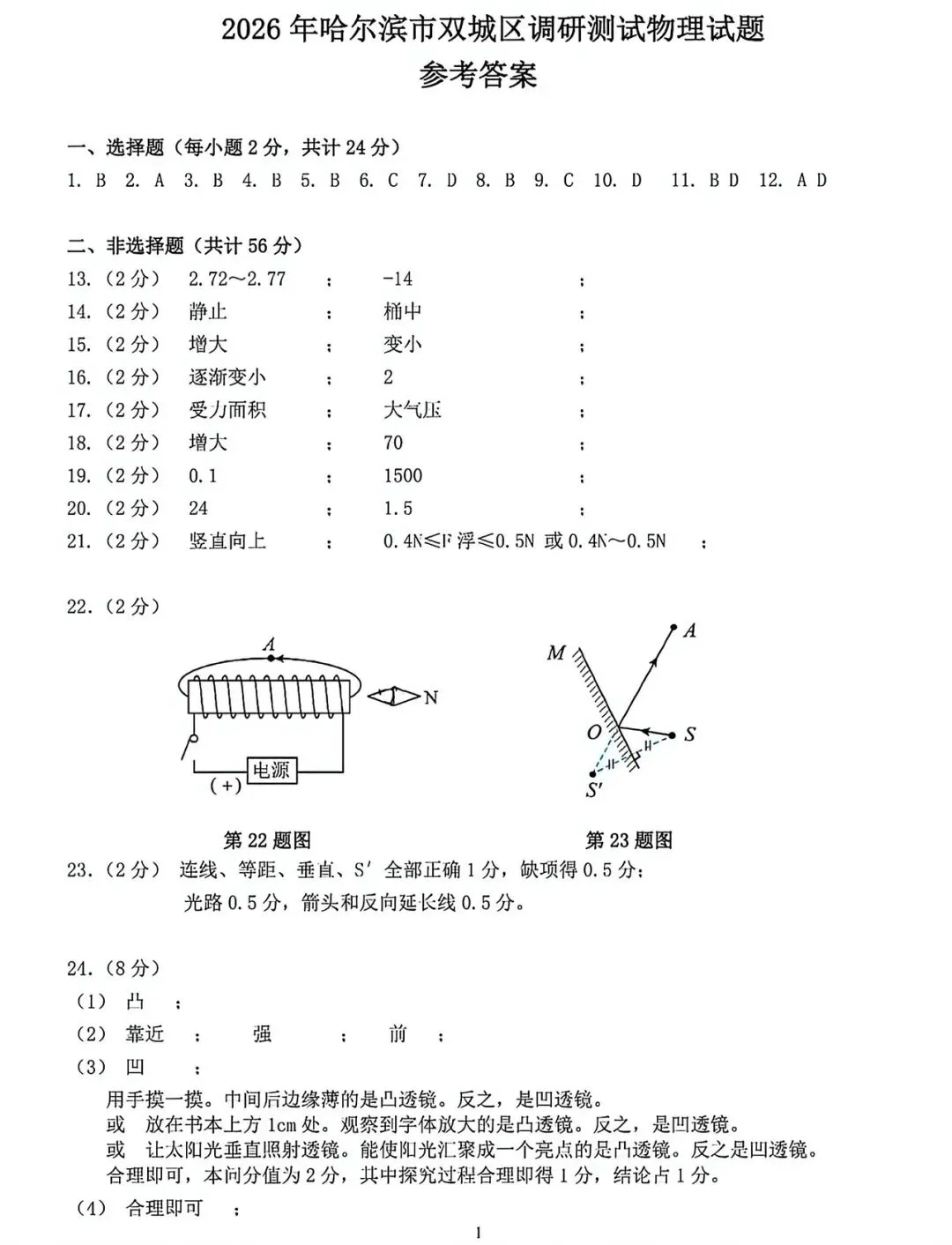 2026年哈尔滨双城区一模九年级物理试卷专业老师深度剖析 第6张 2026年哈尔滨双城区一模九年级物理试卷专业老师深度剖析 第6张