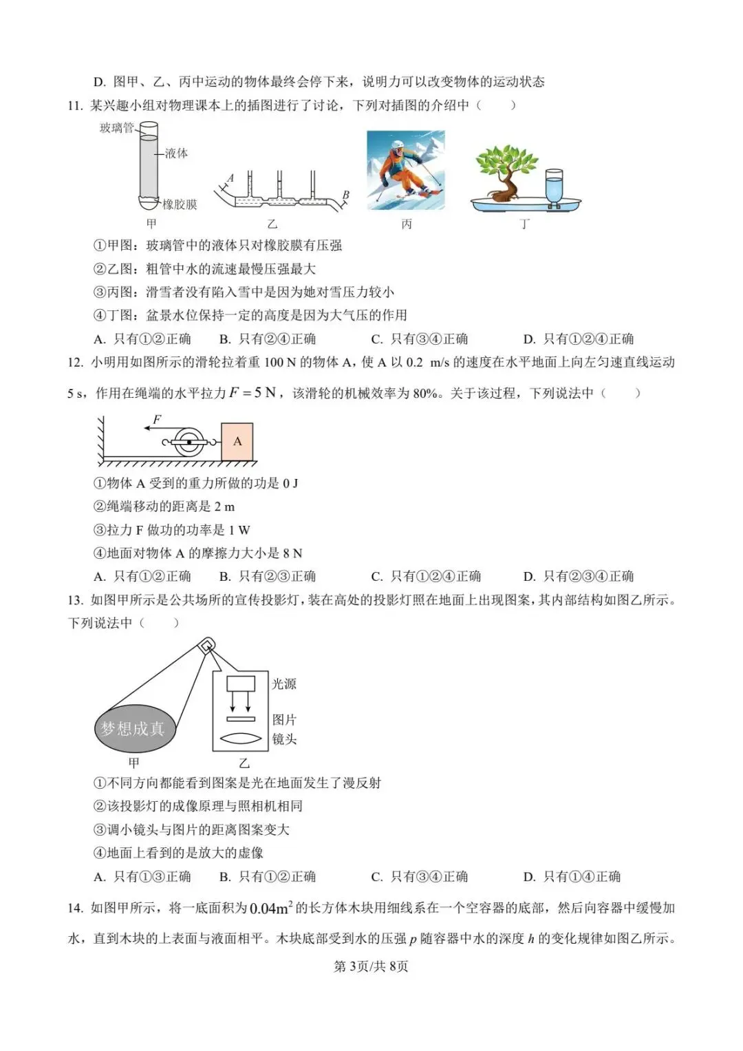 2026年山东省泰安市东平县初中学生学业考试物理模拟试题 第3张 2026年山东省泰安市东平县初中学生学业考试物理模拟试题 第3张