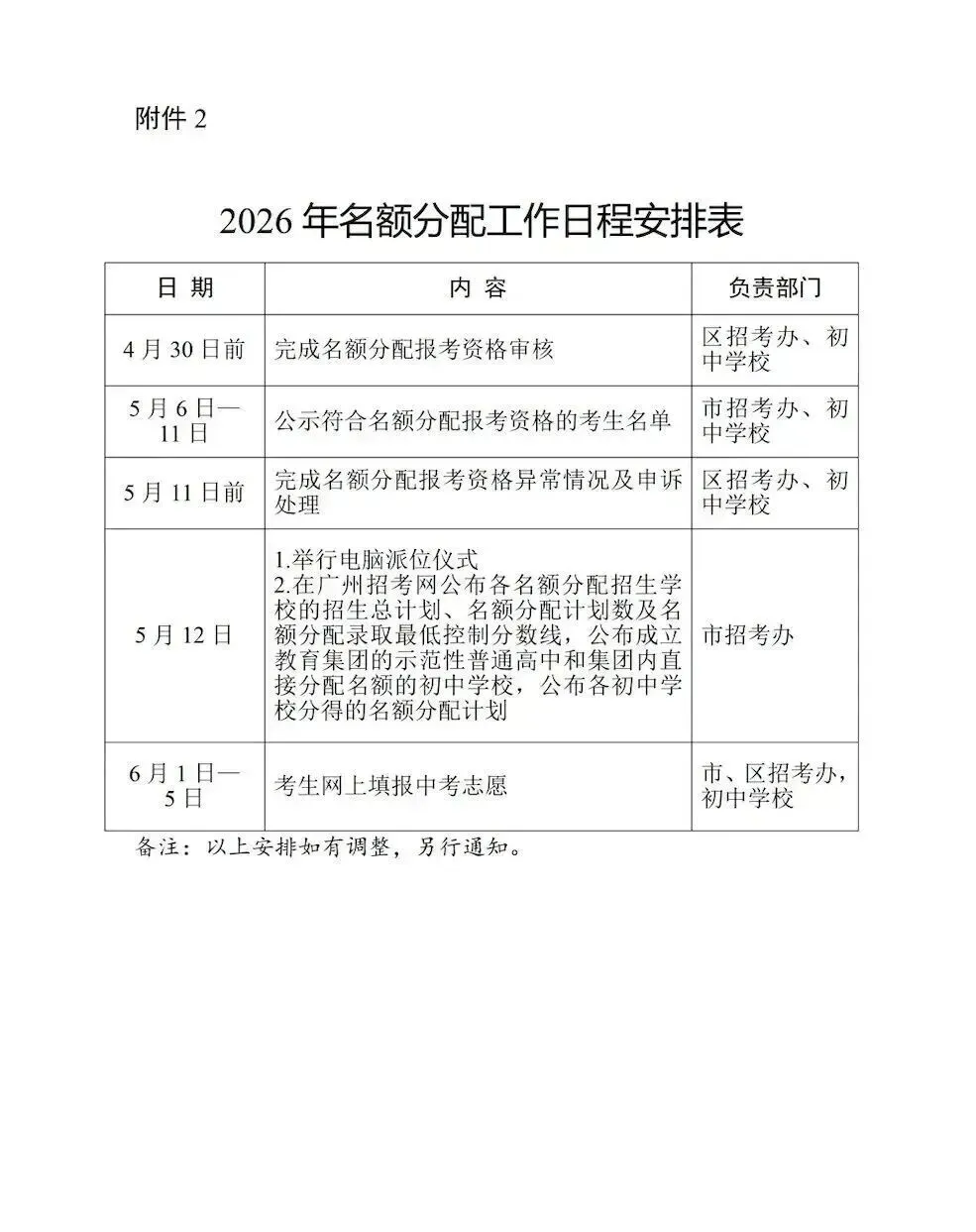 速看!2026广州中考名额分配方案发布,5.12派位、6.1-5填志愿! 第6张