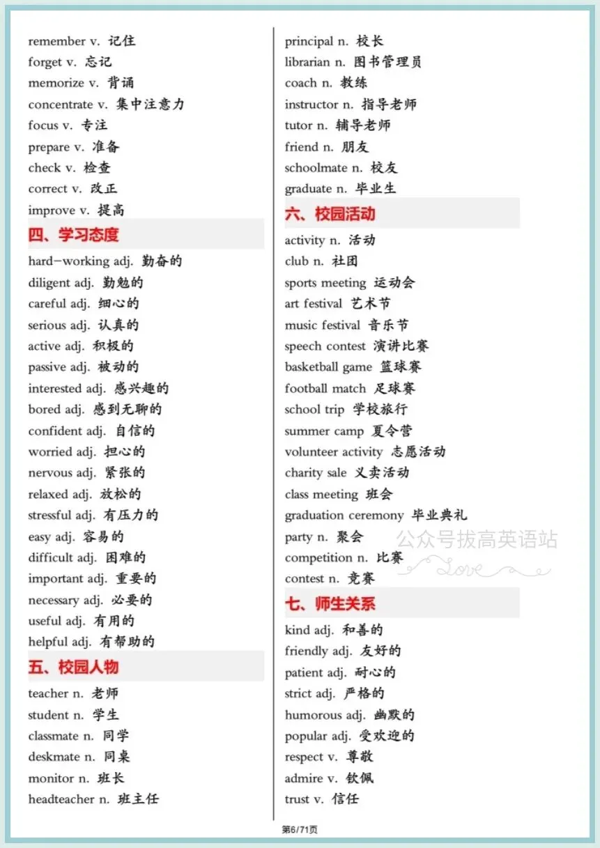 冲刺中考英语|2026年春《中考英语》写作满分高分必备高频单词(背诵版+默写版)电子版可下载打印! 第8张 冲刺中考英语|2026年春《中考英语》写作满分高分必备高频单词(背诵版+默写版)电子版可下载打印! 第8张