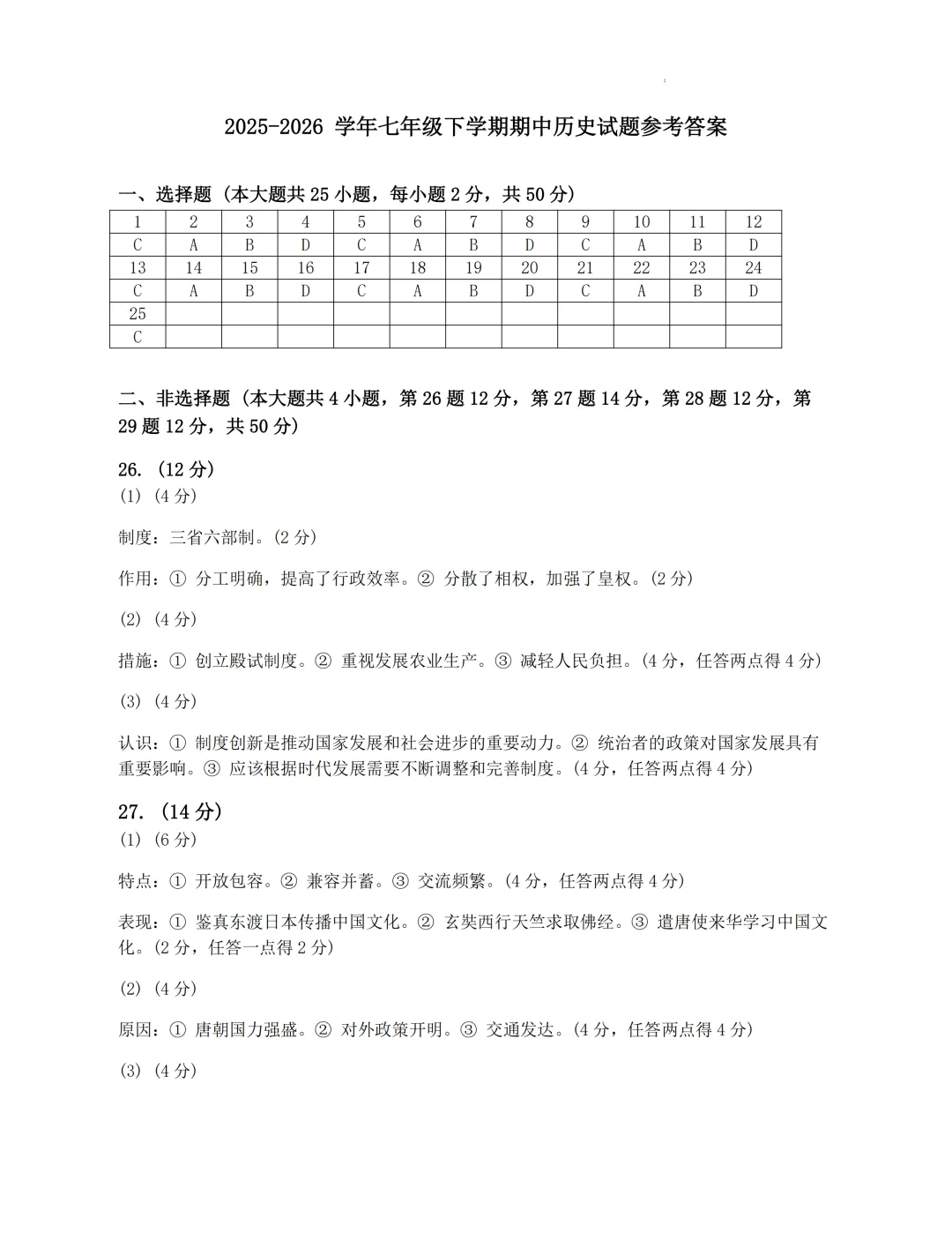 期中真题 | 福建省漳州市长泰区2025-2026学年七年级下学期期中试题 第6张