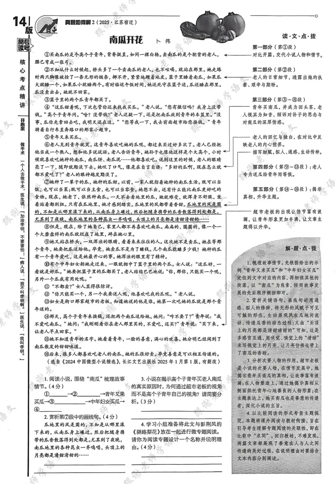 中考阅读:小说核心考点精讲精练 第5张