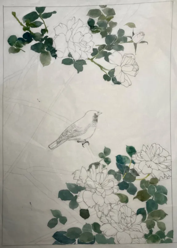 工笔带画 | 湖南师范大学真题工笔花鸟带画免费分享~ 第7张