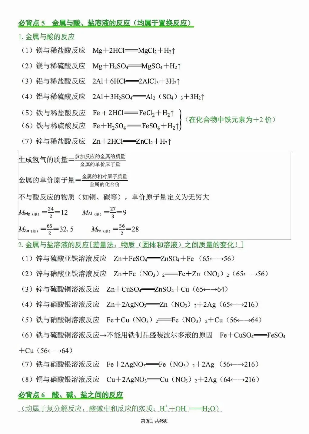 中考化学必背知识点清单 第3张