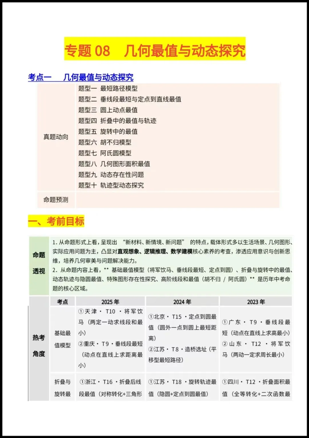 2026春【中考数学】九年级数学《几何最值与动态探究》专题讲义+专项练习(附解析),电子版可下载打印! 第2张