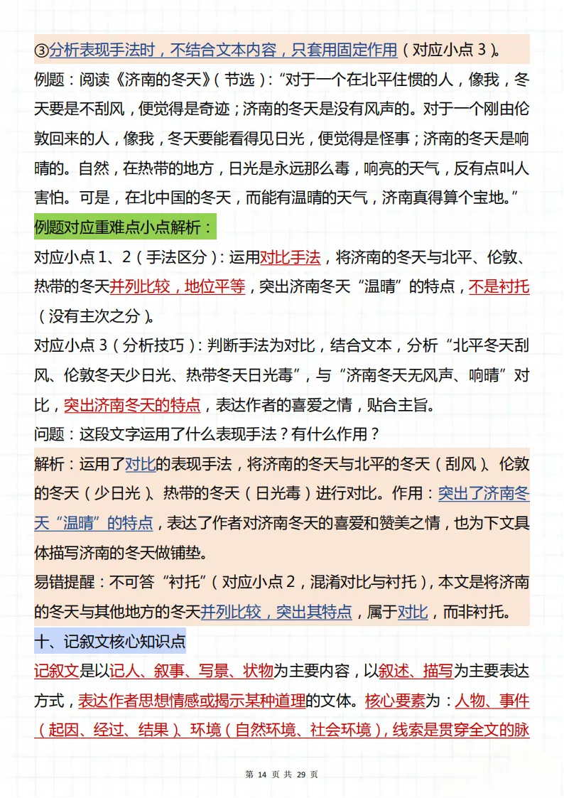 备战中考必看的语文现代文答题模板!所有必考知识全部总结出来,背完直接稳了! 第14张