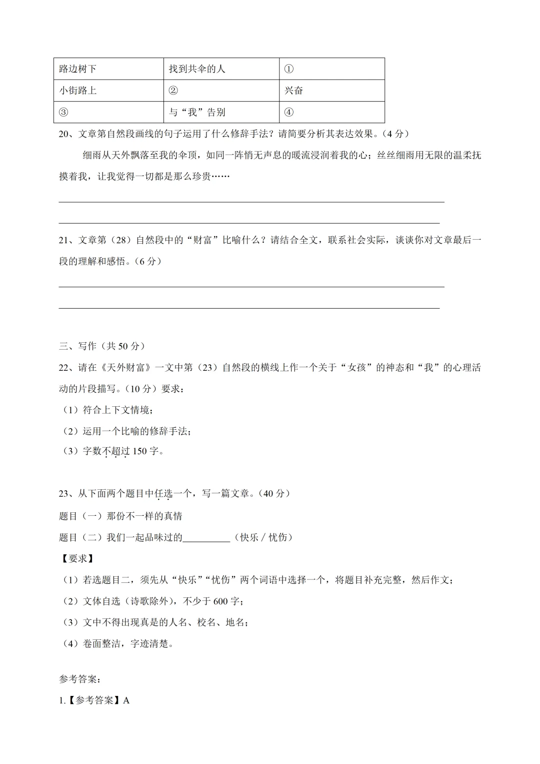 【中考真题】2014年湖南省长沙市中考语文真题及答案 第8张