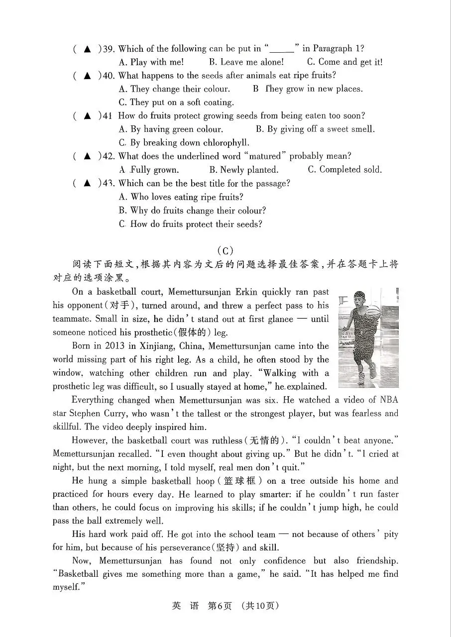 【九试卷】2026年中考模拟练习,英语试卷2-1(差第9页) 第6张 【九试卷】2026年中考模拟练习,英语试卷2-1(差第9页) 第6张
