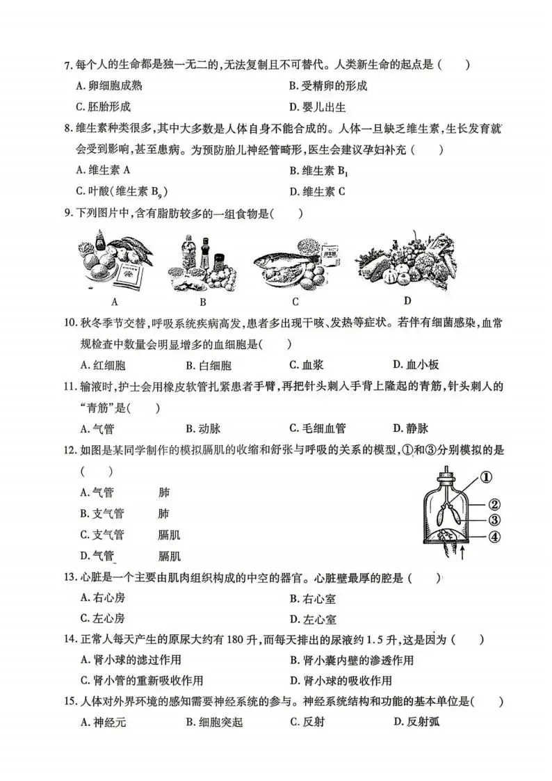 南岗区八年级复习情况调研试卷+答案【2026年】【生物】【高清电子版】 第3张 南岗区八年级复习情况调研试卷+答案【2026年】【生物】【高清电子版】 第3张