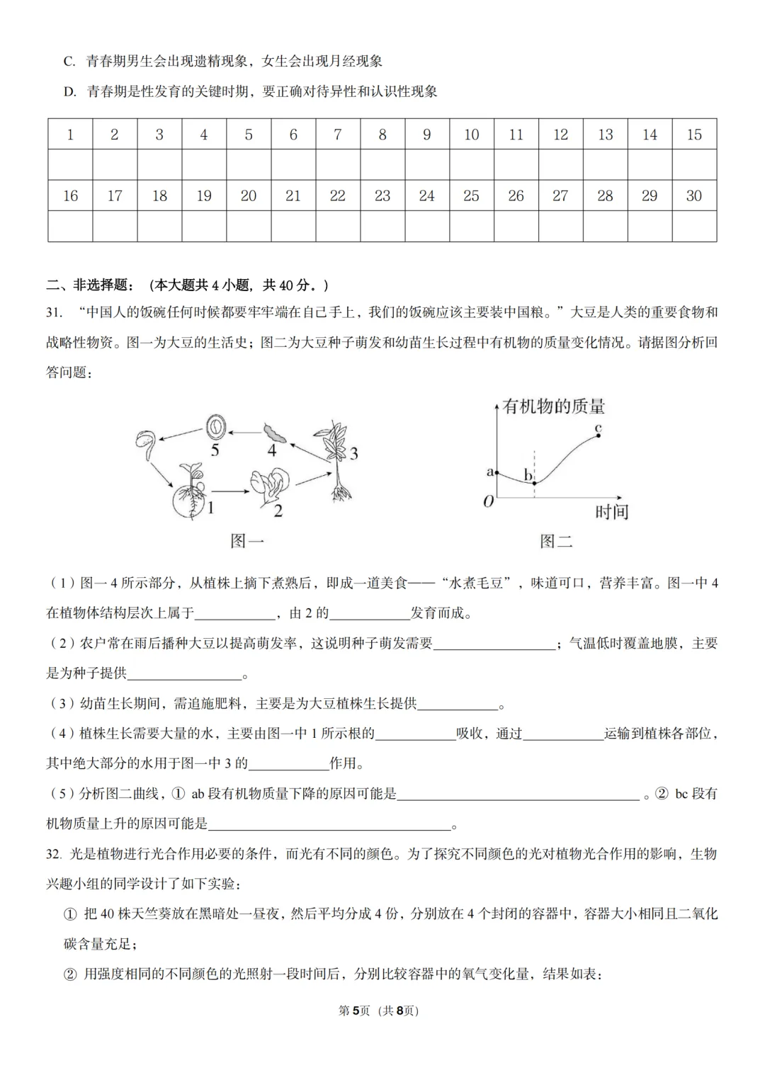 新七下生物期中押题卷|一套试卷带你搞定植物开花和结果的重难考点,五一冲刺高分秘籍! 第7张