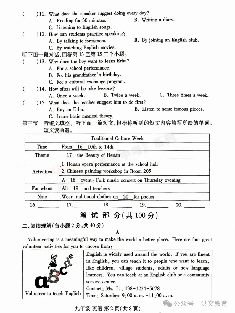 [一模]2026年洛阳市洛龙区一模试卷(7科全)试卷及参考答案 第24张