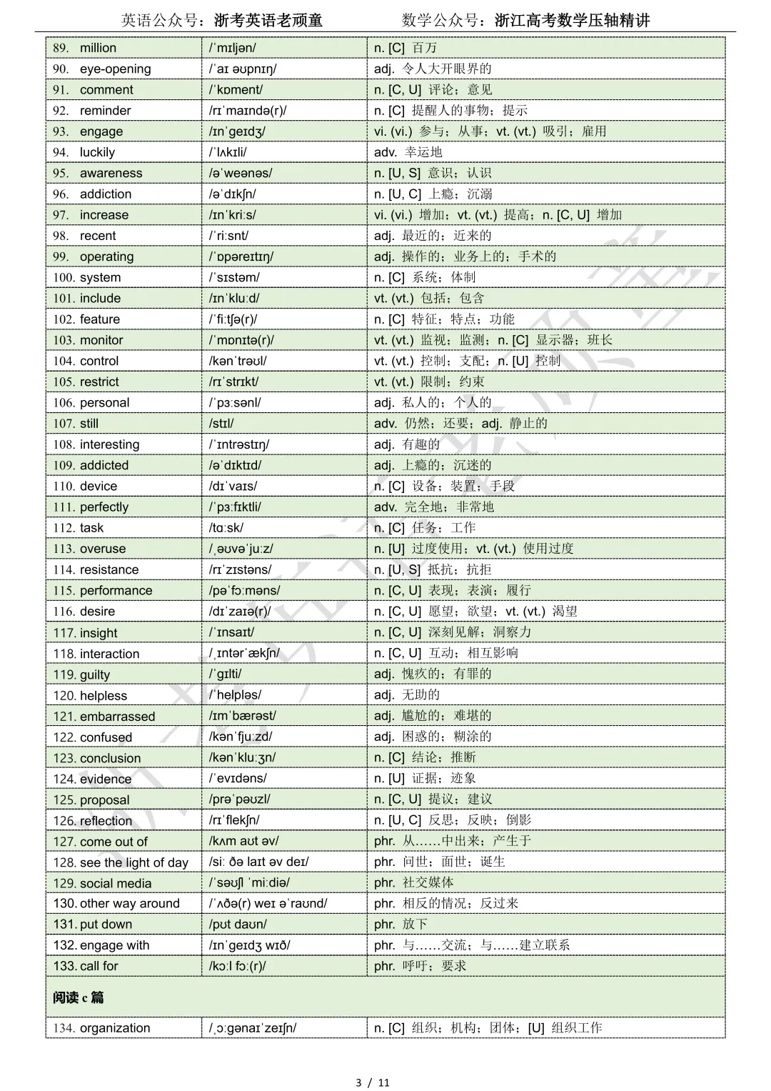 【试卷二次开发】词汇整理(463词!!!)2026年4月嘉兴二模词汇分类总结 第3张