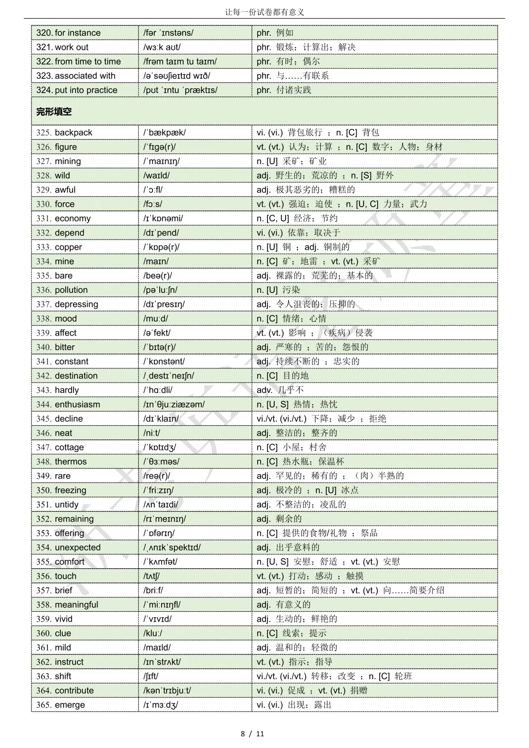 【试卷二次开发】词汇整理(463词!!!)2026年4月嘉兴二模词汇分类总结 第8张