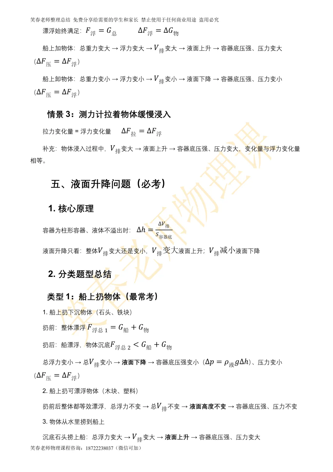 中考物理必看|笑春老师总结,浮力全考点梳理,公式+题型+解题方法一次吃透! 第14张 中考物理必看|笑春老师总结,浮力全考点梳理,公式+题型+解题方法一次吃透! 第14张