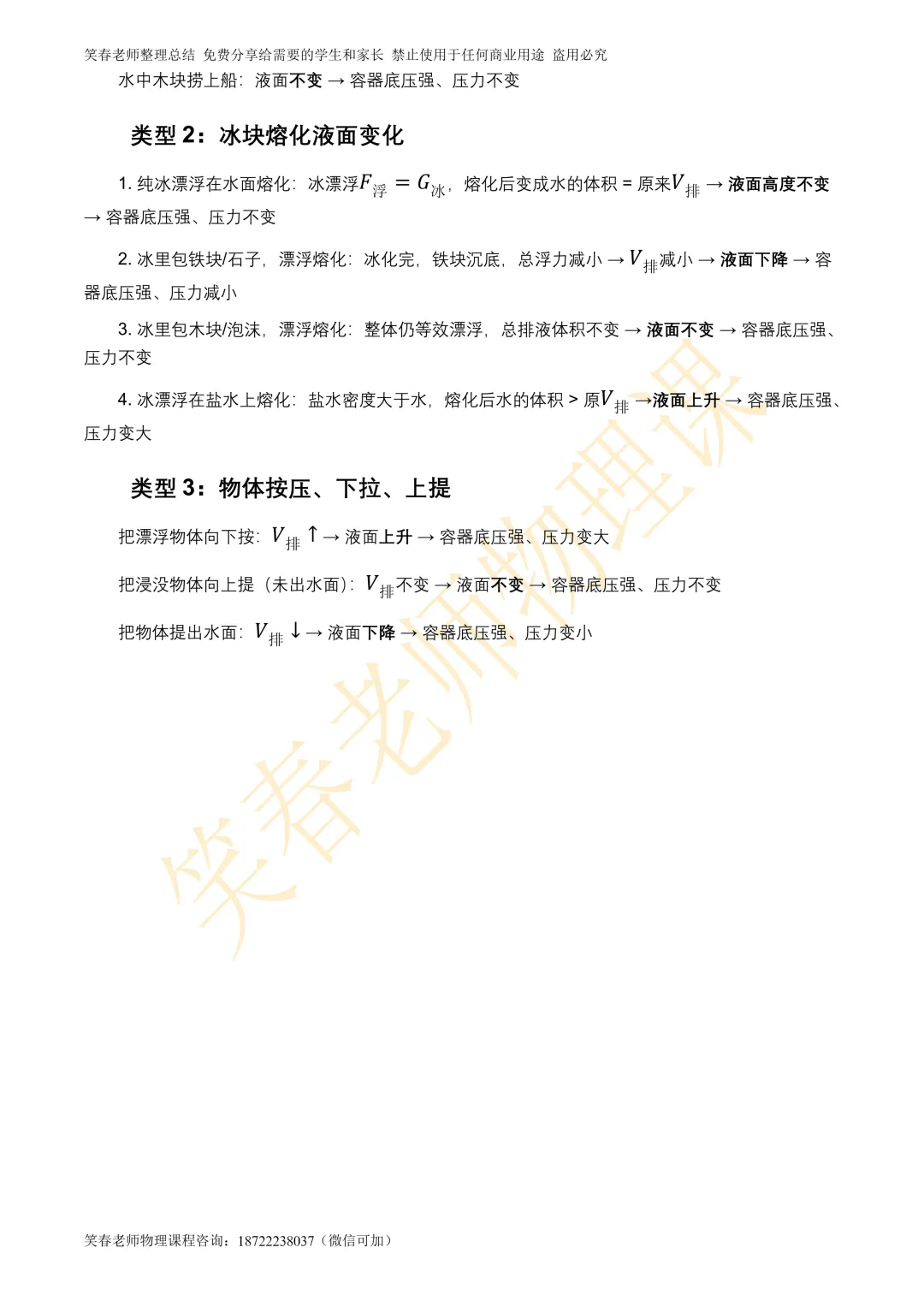 中考物理必看|笑春老师总结,浮力全考点梳理,公式+题型+解题方法一次吃透! 第15张 中考物理必看|笑春老师总结,浮力全考点梳理,公式+题型+解题方法一次吃透! 第15张