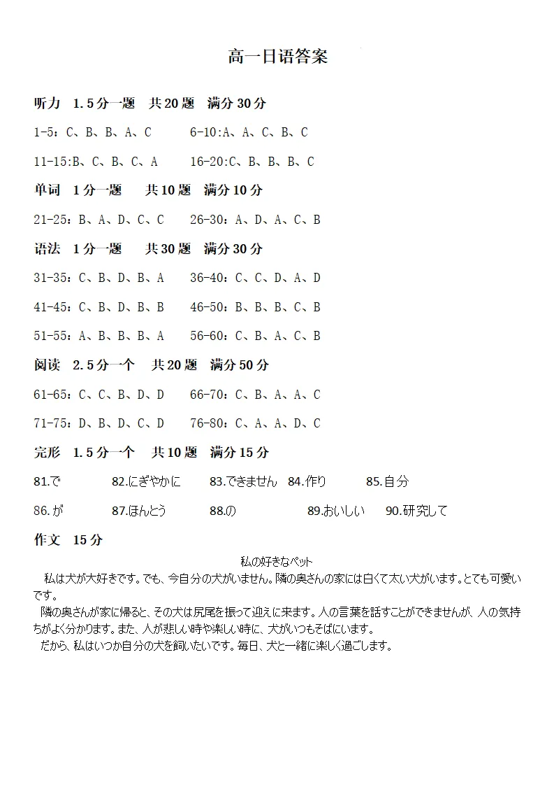 湖南部分校2025-2026学年高一期中考日语试题-答案-听力 第8张
